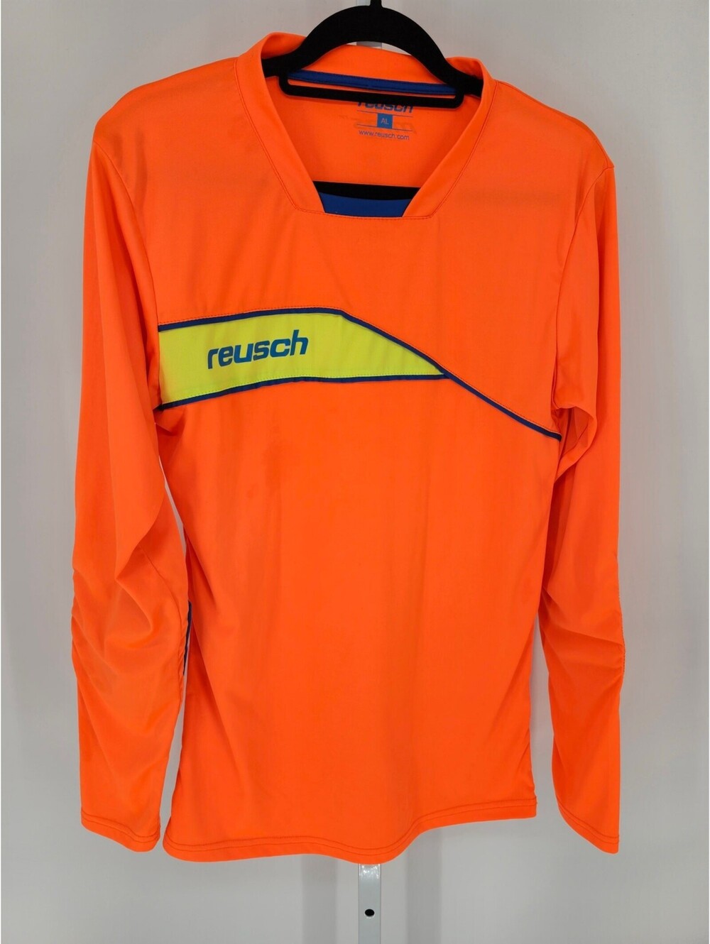 Reusch Goalkeeper Jersey Padded Long Sleeve Mens L Black Orange Soccer Shirt